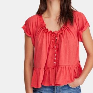 Free People Crochet Lace Charlie Pullover Tee